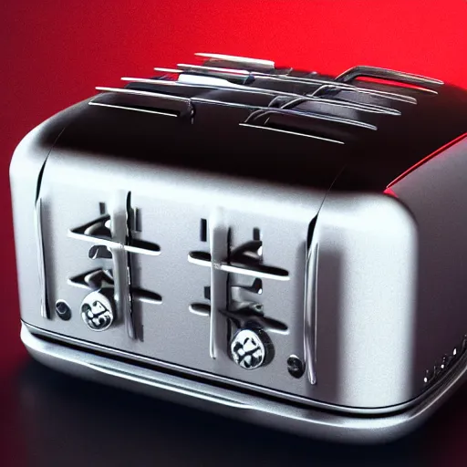 Prompt: an evil toaster, 3 d render, octane, ray tracing, ultra, detailed, photorealistic, ultra high resolution, 8 k