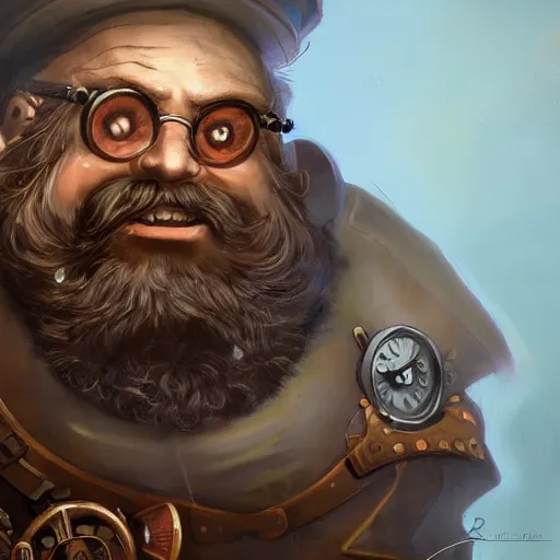 Prompt: a painting of baradin the steampunk engineer dwarf from vermintide, highly detailed, fantasy, artstation, 8 k