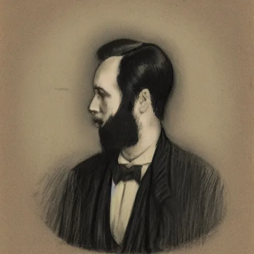 Image similar to charcoal portrait of an early 20th century british gentleman, sideburns