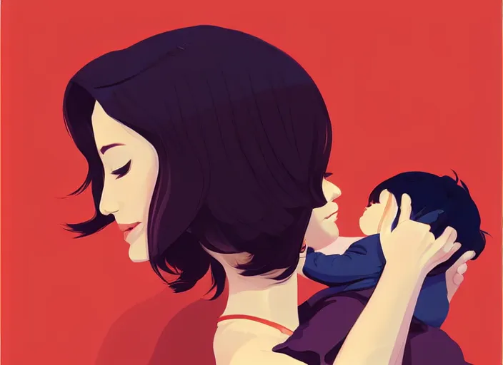 Image similar to a mother is cradling her newborn baby. clean cel shaded vector art. shutterstock. behance hd by lois van baarle, artgerm, helen huang, by makoto shinkai and ilya kuvshinov, rossdraws, illustration, art by ilya kuvshinov