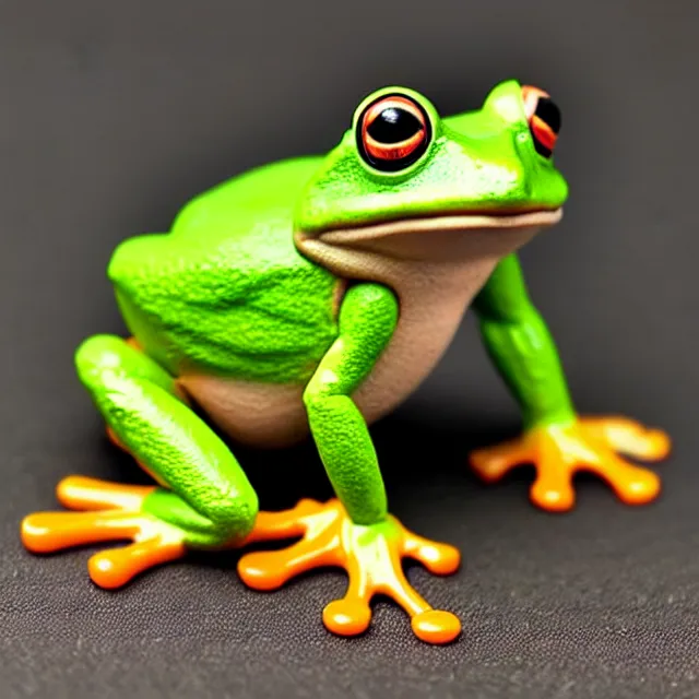 Prompt: A breyer figurine of a frog, toy photography