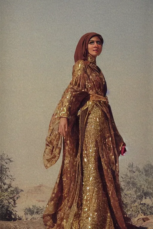 Image similar to arabian woman wearing golden garment, lenhert landrock