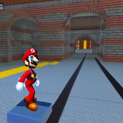Prompt: A bot in the game Super Mario 64, unreal engine, highly detailed, 8k