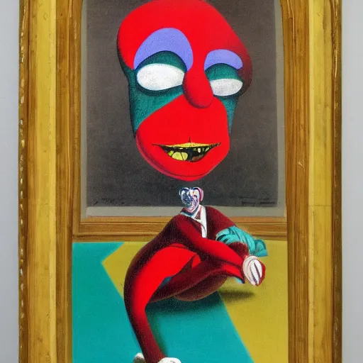 Image similar to A clown, in the style of Antonio Berni, highly detailed