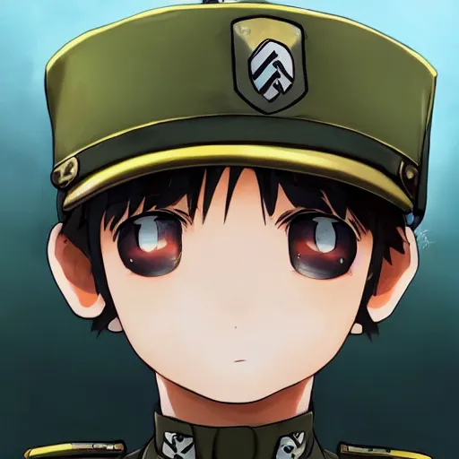 Image similar to beautiful little boy in nazi uniform. made in abyss art style, inspired by kris from deltarrune, cute detailed artwork, anatomically correct, soft details, ilya kuvshinov, reflection, perfect composition, portrait, illumination, digital art, detailed anime soft face, symmetrical face