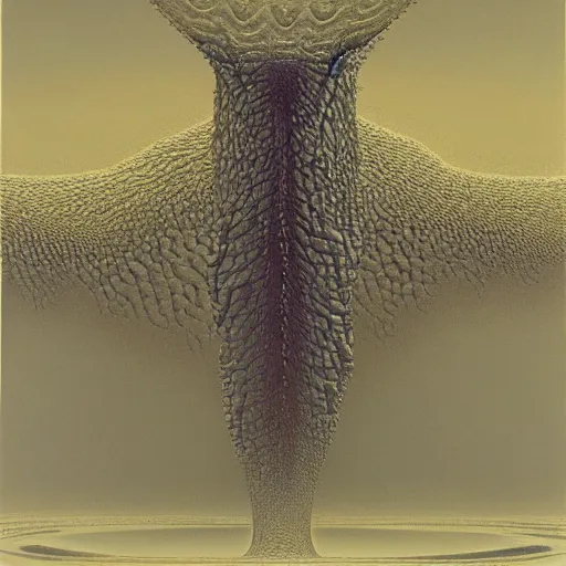 Image similar to Complex alien fractal structure, by Zdzisław Beksiński, trending on ArtStation