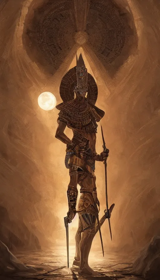 Image similar to egyptian warrior in a winter night, shaman clothing, ritual, moon beams, fame of thrones, fibonacci, sweat drops, insane, intricate, highly detailed, surrealistic, digital painting, artstation, concept art, smooth, sharp focus, illustration, unreal engine 5, 8 k, art by artgerm and greg rutkowski and alphonse mucha