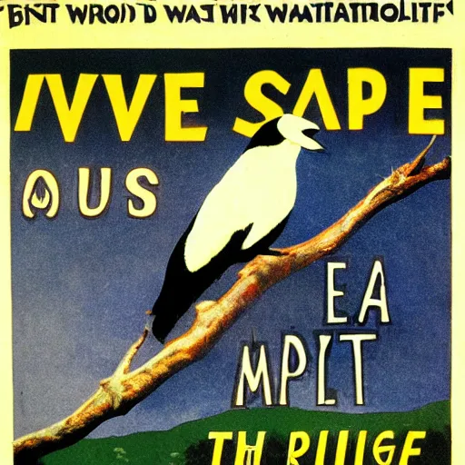 Image similar to psa poster, warning, beware of swooping magpies,