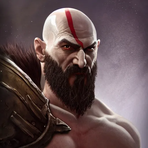 Prompt: kratos from god of war in diablo, au naturel, hyper detailed, digital art, trending in artstation, cinematic lighting, studio quality, smooth render, unreal engine 5 rendered, octane rendered, art style by klimt and nixeu and ian sprigger and wlop and krenz cushart