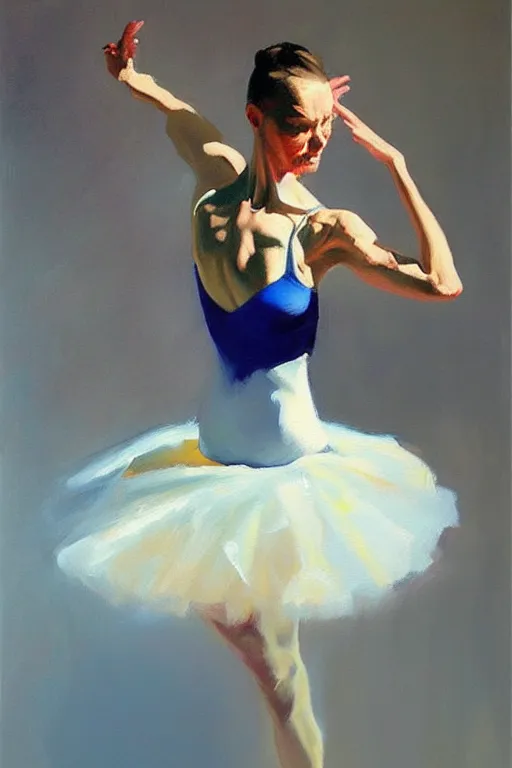 Image similar to beautiful oil painting of walter white as a ballerina by by greg manchess