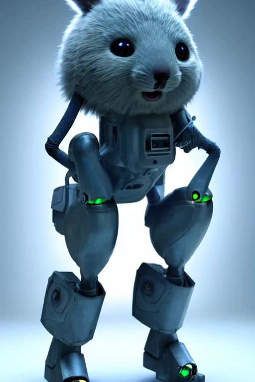 Prompt: high quality 3 d render sci - fi very cute fluffy! wombat!! cyborg soldier dancing, mechanical legs, cyberpunk mask!, highly detailed, unreal engine cinematic smooth, in the style of detective pikachu, hannah yata charlie immer, dark blue neon light, low angle, uhd 8 k, sharp focus