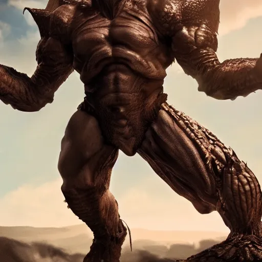 Prompt: 5 meters tall muscular dragon armored giant man in shorts, high definition movie, photorealistic detail, futuristic production, adventure movie, 8 k