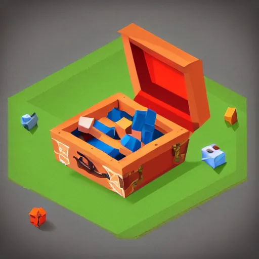 Prompt: isometric treasure chest