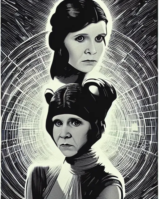 Image similar to carrie fisher in the empire strikes back, 1980, digital art, cdx