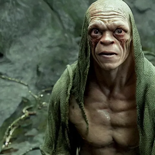 Prompt: john cena as gollum in lord of the rings