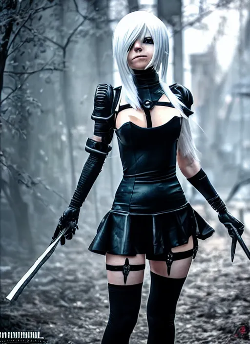 Image similar to a 2 from nier : automata in kiev, ukraine