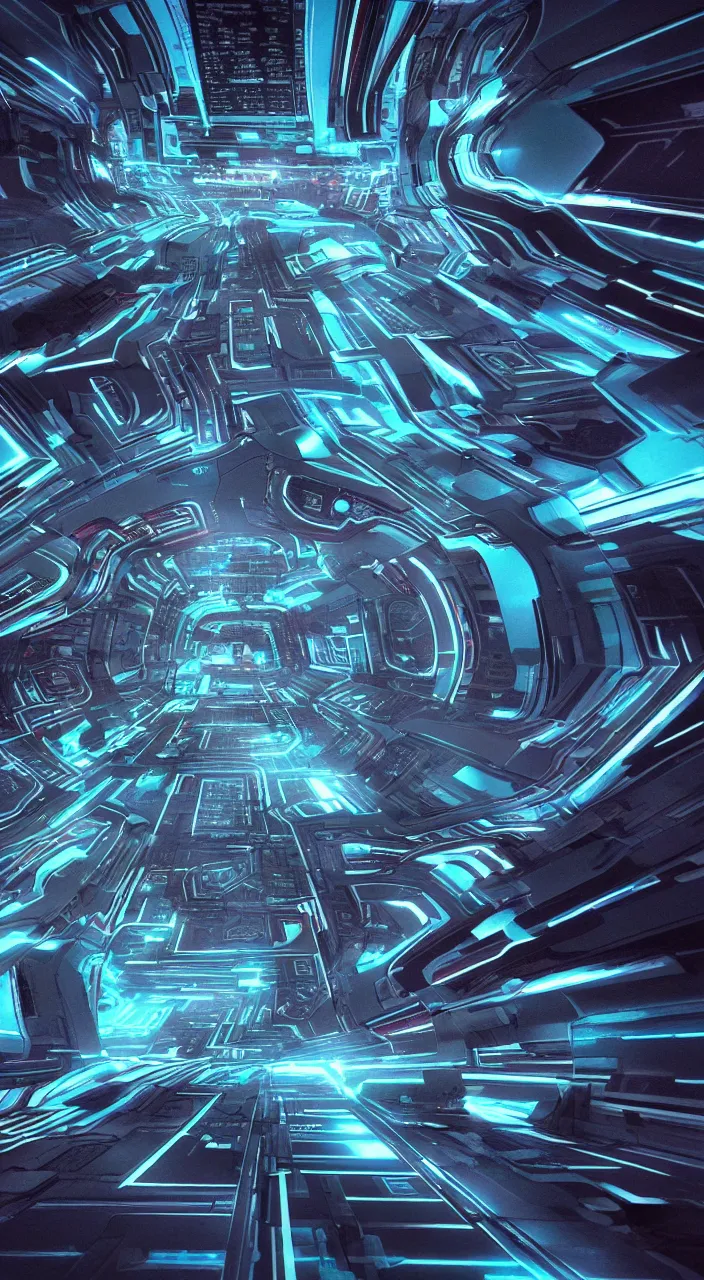 Prompt: “Cray supercomputer generated imagery of movie Tron, cinematic, anamorphic”