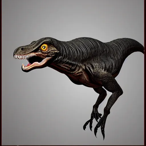 Prompt: velociraptor wearing a suit, photorealistic-n 9