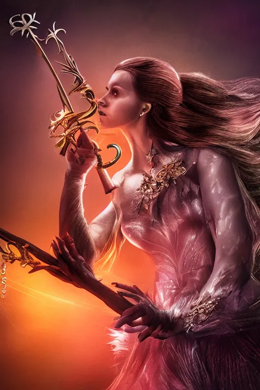 Image similar to the queen of dreams wields the nightmare weapon, cinematic lighting, various refining methods, micro macro autofocus, ultra definition, award winning photo