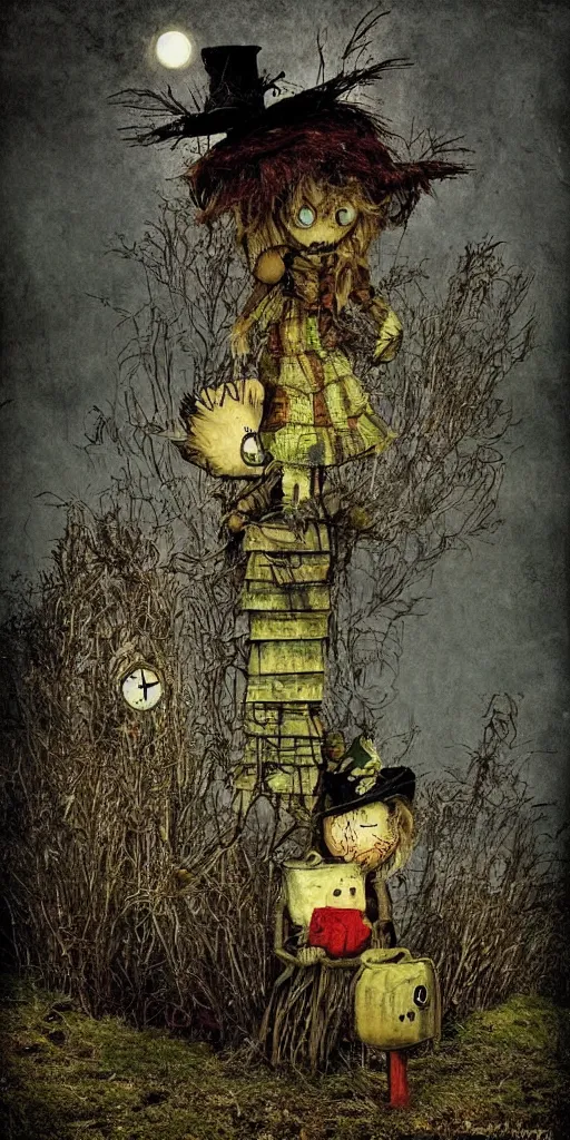 Prompt: a scarecrow scene by alexander jansson