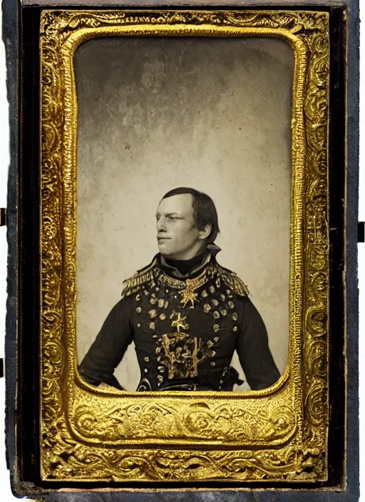 Prompt: old wetplate daguerreotype portrait of the birth of a napoleon, explosion of data fragments, fractal, intricate, elegant, highly detailed, parallax, leica, medium format, subsurface scattering, by jheronimus bosch and greg rutkowski and louis jacques mande daguerre