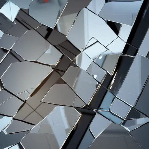 Image similar to broken shards of mirror reflecting each other, raytraced, unreal 5 ultra high detail,