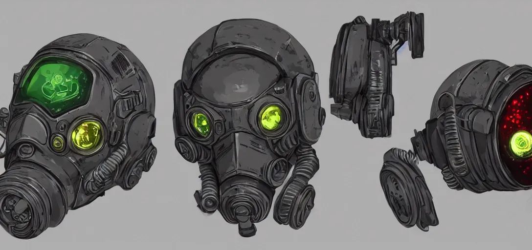 fallout pip boy concept art, black background, vibrant | Stable Diffusion