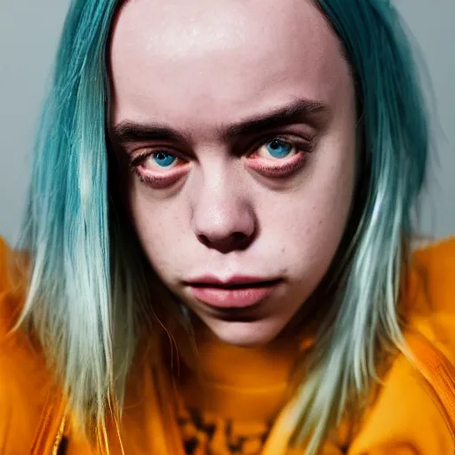 Image similar to Portrait of Billie Eilish, XF IQ4, 150MP, 50mm, F1.4, ISO 200, 1/160s, natural light, Adobe Lightroom, photolab, Affinity Photo, PhotoDirector 365