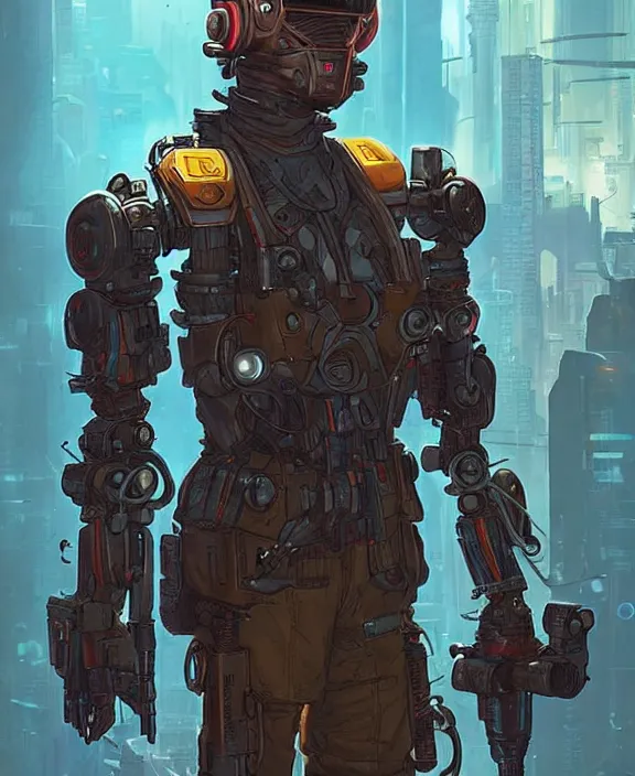 Image similar to cyberpunk pathfinder robot from apex legends character portrait, portrait by james gurney and laurie greasley, concept art, cinematic composition, dramatic lighting, highly detailed, vintage sci - fi