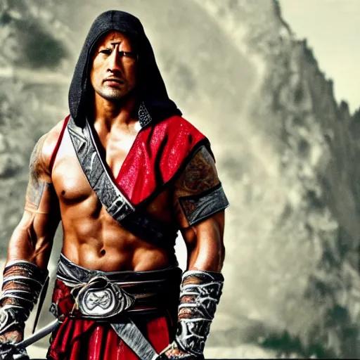 Image similar to dwayne johnson as ezio auditore