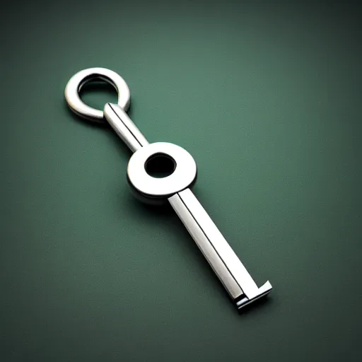 Image similar to a 3d game object of the metal key with large green diamond, icon, vray 4k, on the white background, rpg game inventory item