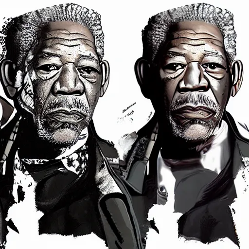 Prompt: Gangster Morgan Freeman in GTA V art