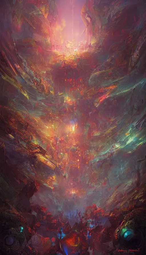 Image similar to psytrance artwork, by marc simonetti