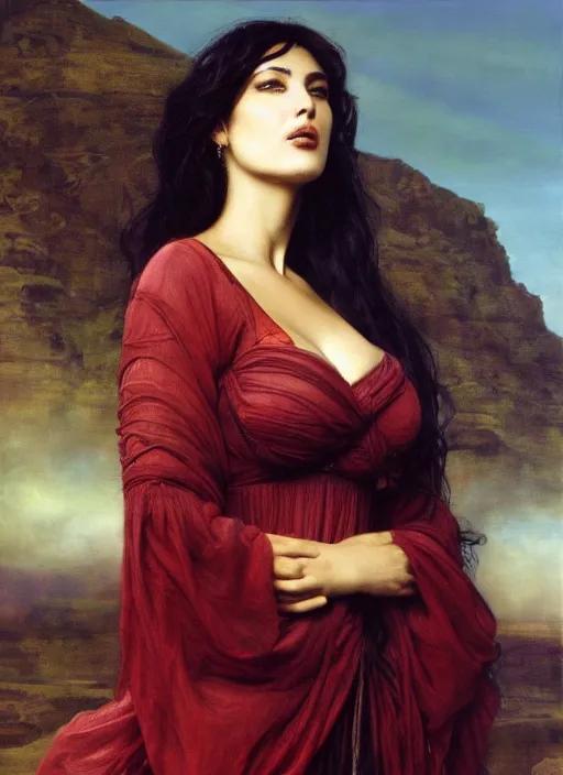 Prompt: a beautiful painting of monica bellucci by felix resurreccion hidalgo, pre-raphaelite, detailed, trending on artstation, hd, masterpiece