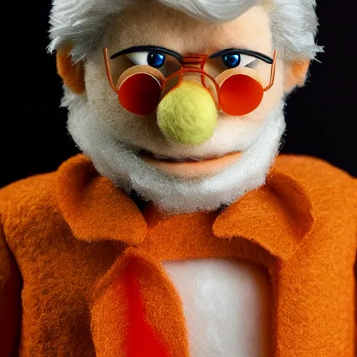 Image similar to barry bostwick as a muppet. highly detailed felt. hyper real photo. 4 k.