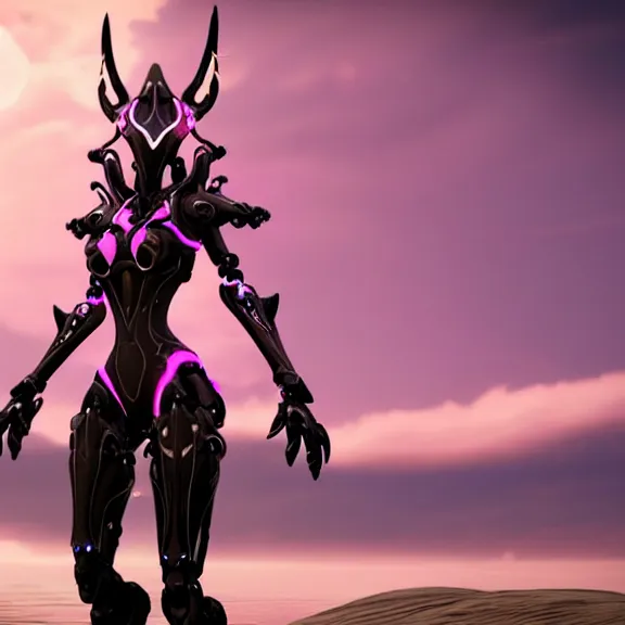 Prompt: cinematic close up full body shot of a beautiful saryn prime female warframe, that's a beautiful stunning anthropomorphic robot female dragon with metal cat ears, posing cutely, standing on the beach at sunset, robot cat paws, thick warframe legs, detailed arms, sharp claws, slick pink armor, streamlined white armor, long elegant tail attached to her back end, two arms, two legs, detailed warframe fanart, destiny fanart, macro art, dragon art, furry art, realistic digital art, warframe art, Destiny art, furaffinity, DeviantArt, artstation, 3D realistic, 8k HD, octane render