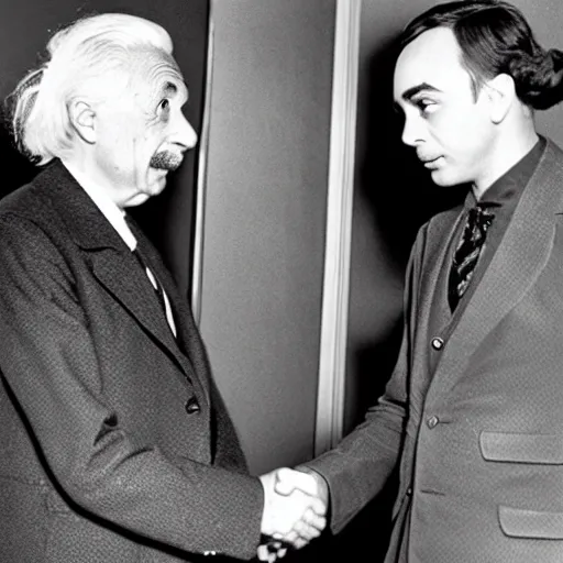 Prompt: sheldon cooper meeting albert einstein