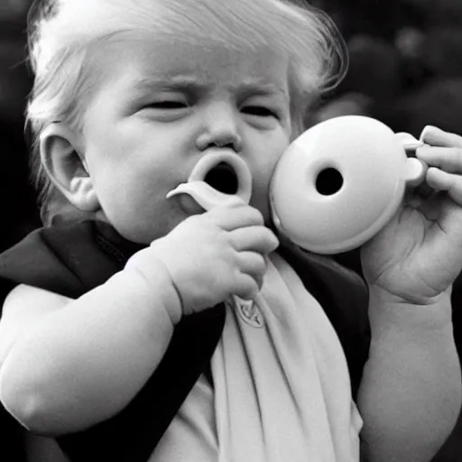 Image similar to cute baby donald trump with a pacifier