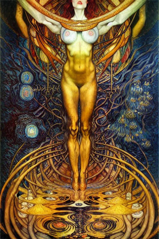 Image similar to Divine Chaos Engine by Karol Bak, Jean Delville, William Blake, Gustav Klimt, and Vincent Van Gogh, symbolist, visionary