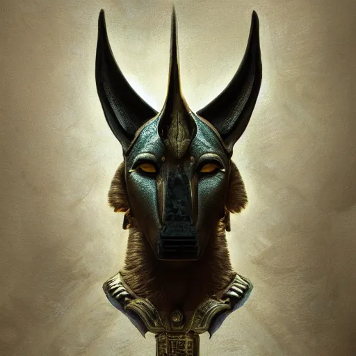 Image similar to portrait of anubis, intricate artwork, concept art, octane render, deviantart, cinematic, key art, hyperrealism, iridescent accents, portrait photograph, nikon 3 5 mm, photograph by greg rutkowski