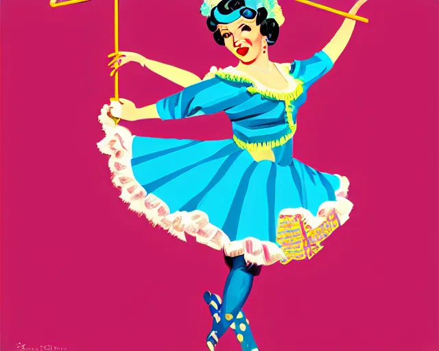 Prompt: teenage betty white as a cancan dancer in art deco style, hyper realistic, artstation, illustration, bright, cheerful, detailed and intricate environment