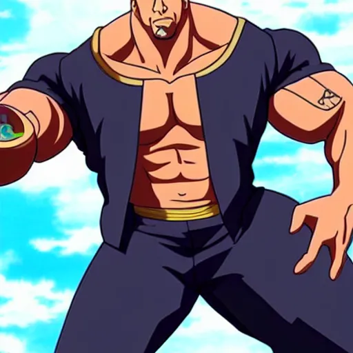 Image similar to dwayne johnson as anime character, kyoto animation, magical