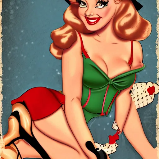 Image similar to pinup girl in the style of disney