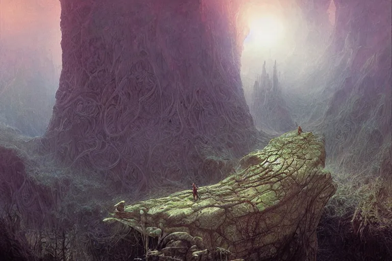 Prompt: amazing concept painting, by Jessica Rossier and HR giger and Beksinski, hallucination, garden of eden