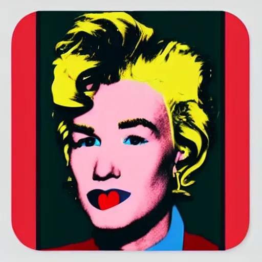 Image similar to cute cartoonish andy warhol self - portrait sticker