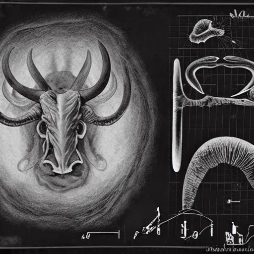 Image similar to fetal sonogram, horns, evil, scientific,