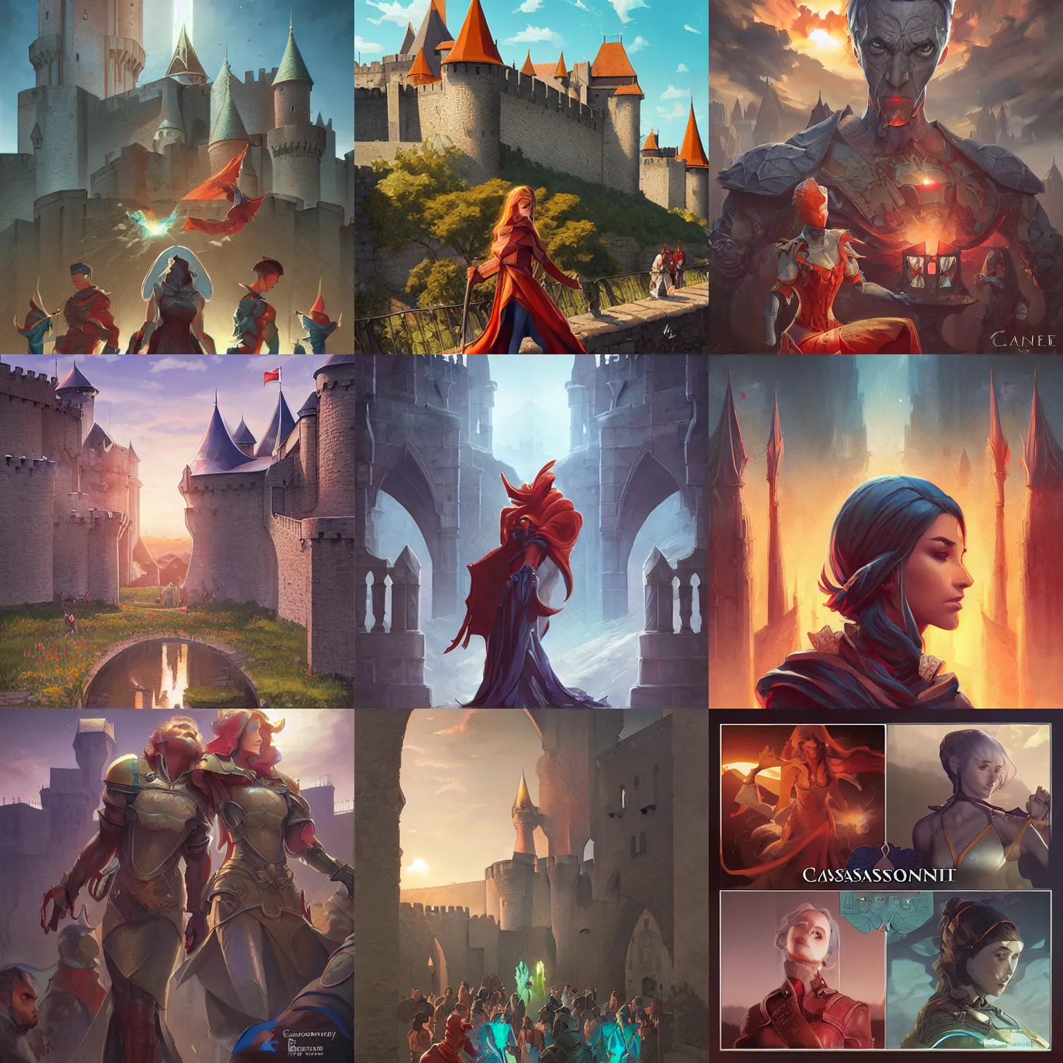 Prompt: carcassonne, art by artgerm and greg rutkowski and magali villeneuve