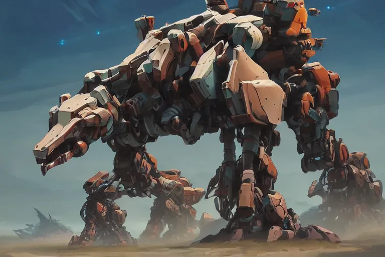 Image similar to rockbreaker machine mecha animal beast robot of horizon forbidden west horizon zero dawn bioluminiscence, behance hd by jesper ejsing, by rhads, makoto shinkai and lois van baarle, ilya kuvshinov, rossdraws global illumination