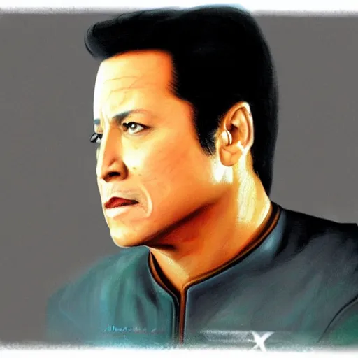 Prompt: chakotay from star trek voyager. realistic concept art painting.