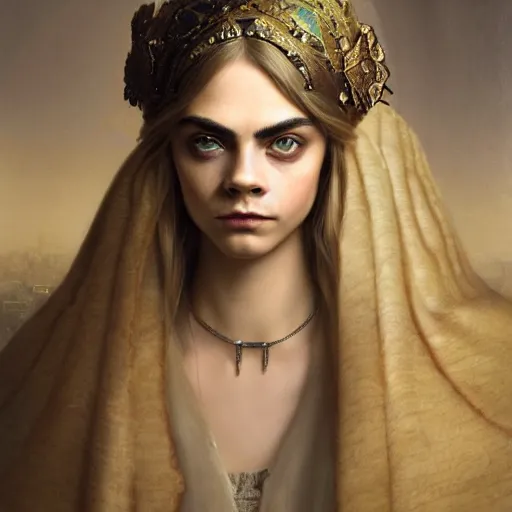 Prompt: portrait of cara delevingne intrincate, highly detailed, dim volumetric lighting, 8k,octane,post-processing,digital painting, trending on artstation, concept art, smooth, sharp focus, illustration,by Tom Bagshaw and Daniel Gerhartz and Albert Aublet and Lawrence Alma-Tadema and alphonse mucha